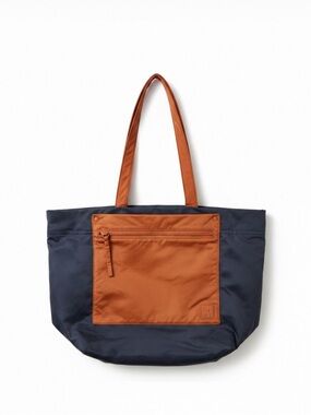 Madewell Navy and Rust Colorblock Nylon Tote